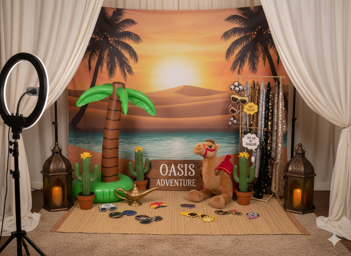 Fotosonepakke med bakgrunn og rekvisitter